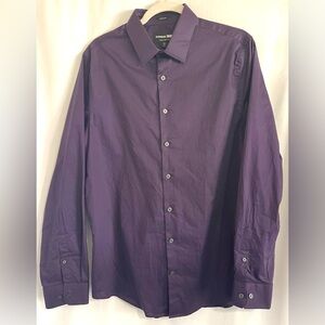 Express 1MX Shirt Long Sleeve Deep Purple 100% Cotton Men’s Extra Slim L 16-16.5